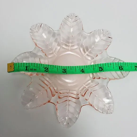 Vintage Light Pink Snowflake Glass Hobnail Bon Bon Candy Trinket Dish 7 Inches - Picture 4 of 8